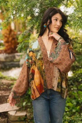 "Secret Garden" Cropped Kimono Jacket