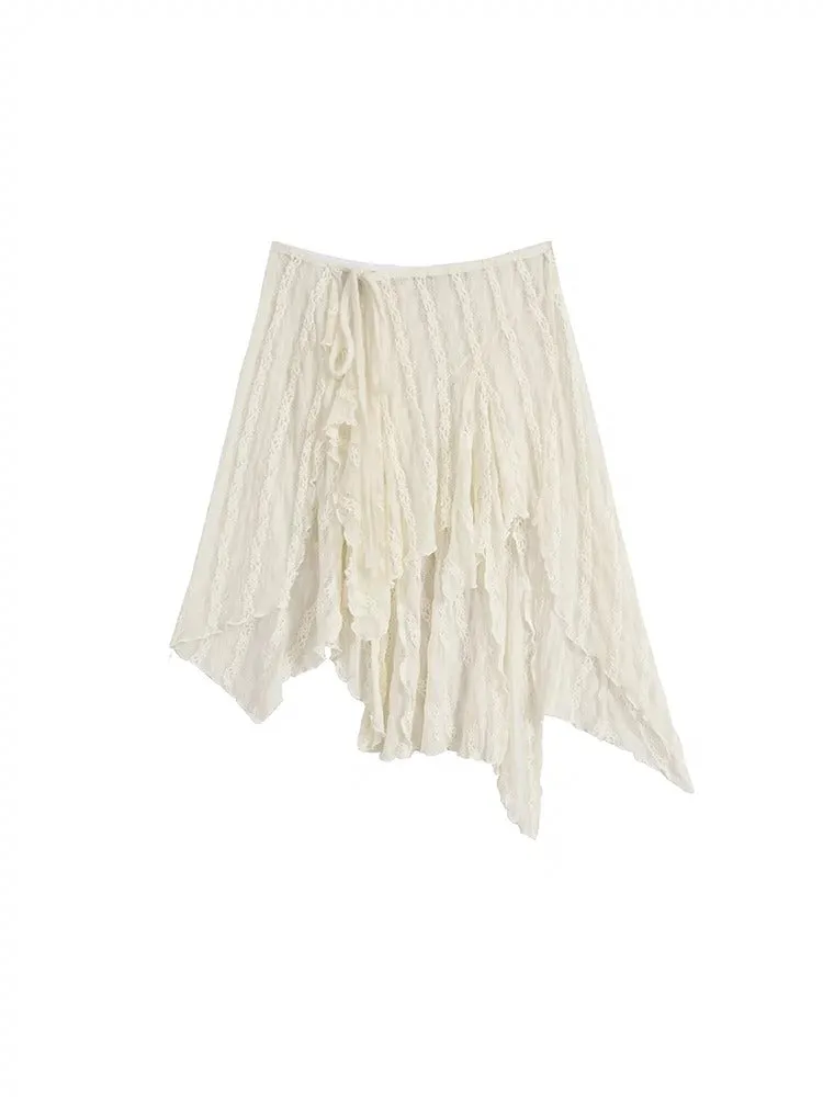 Romantic Irregular Hem Lace Skirt