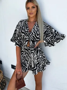Sassy Print Jumpsuit Romper