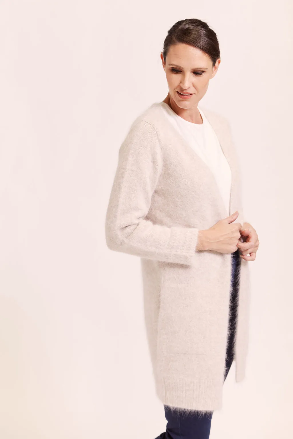 See Saw - Angora Blend L/L Cardi Oatmeal | SW1044