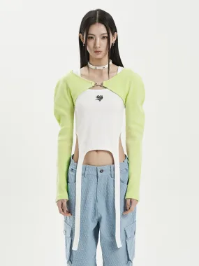 [SETUP EXE] SS 24 GOLGI HOOK BOLERO CARDIGAN / YELLOW GREEN