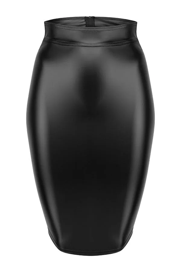 Sexy unzip me wetlook pencil skirt