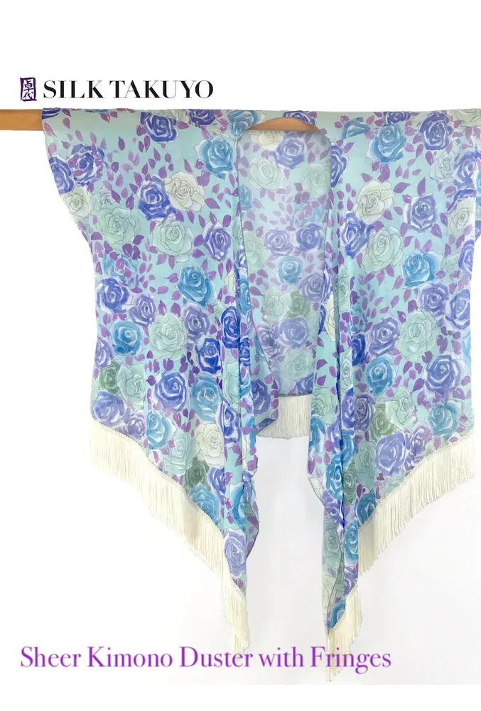 Sheer Kimono Jacket, Pink Peony