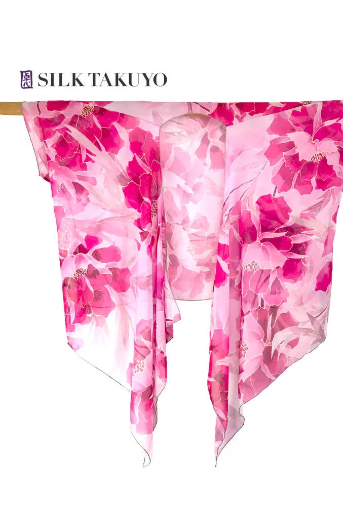 Sheer Kimono Jacket, Pink Peony
