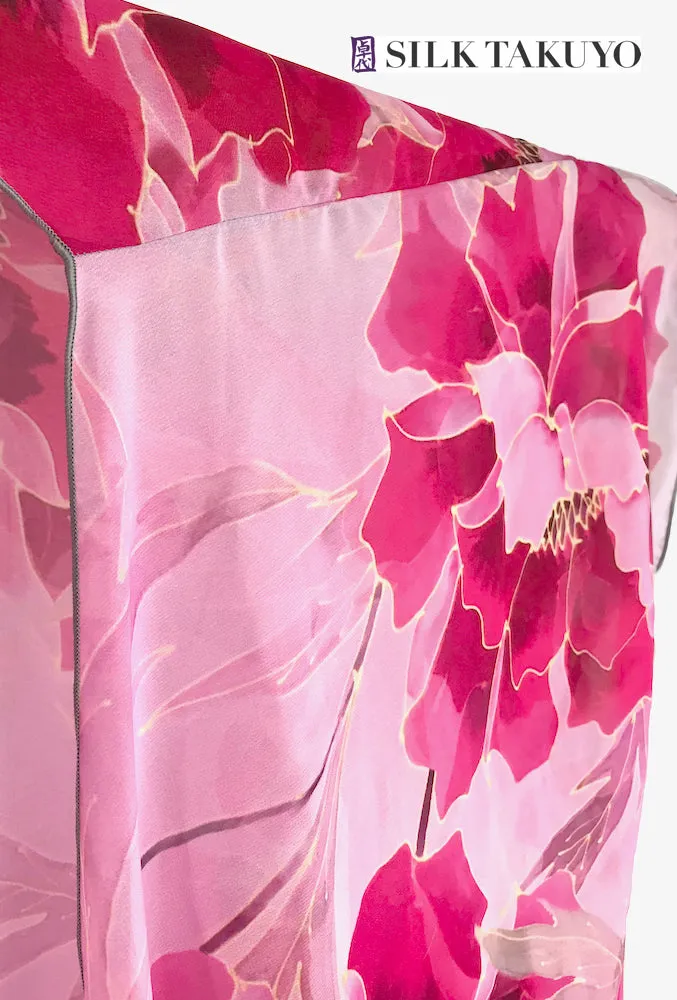 Sheer Kimono Jacket, Pink Peony