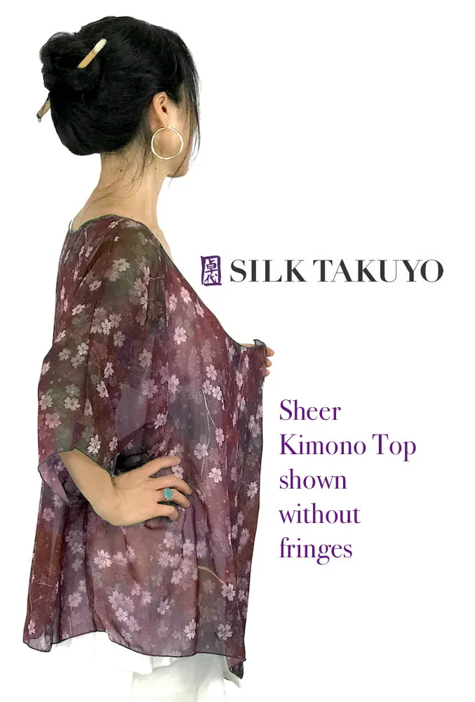 Sheer Kimono Jacket, Pink Peony