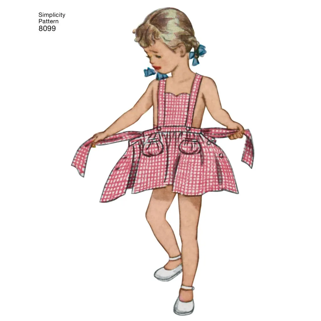 Simplicity Pattern 8099 Toddlers' Romper and Button-on skirt