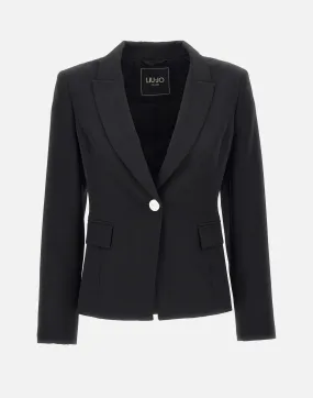 Slim Fit Black Crepe Blazer
