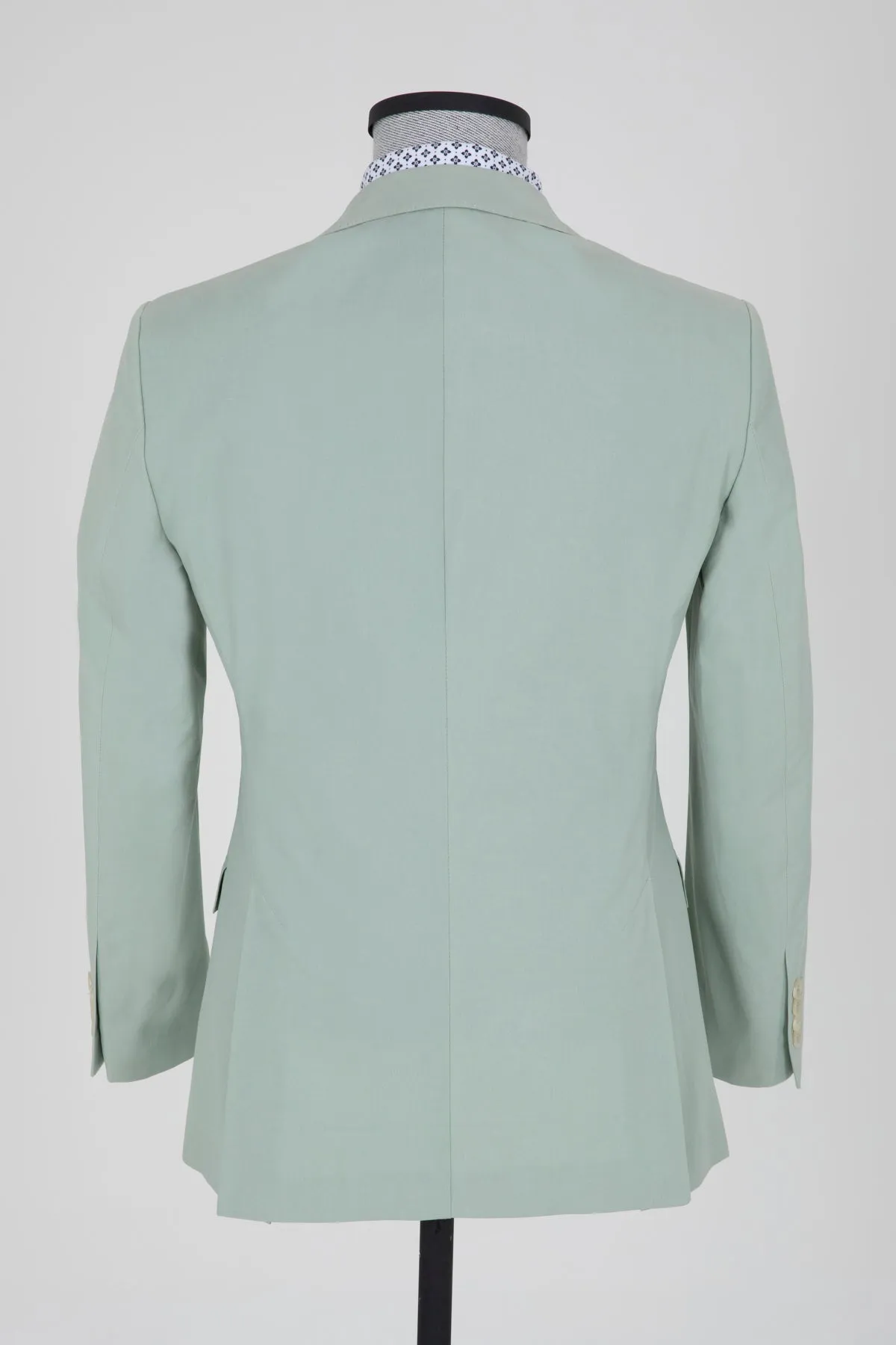 Slim Fit Peak Lapel Plain Cotton Pistachio Green Casual Blazer