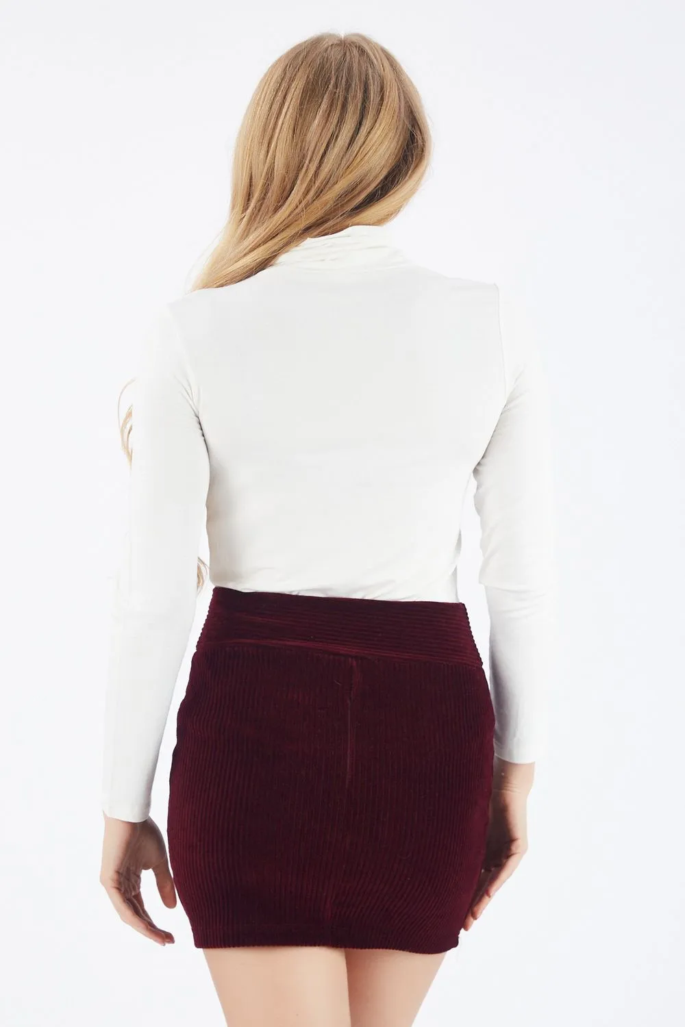 SNS Burgundy Velvet Pencil Mini Skirt - Colmenar Viejo