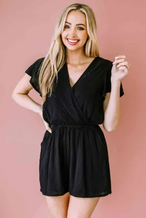 Starless Night Summer Black Romper