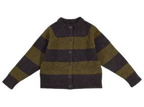 Stripe Cardigan Charcoal & Pine Shadow