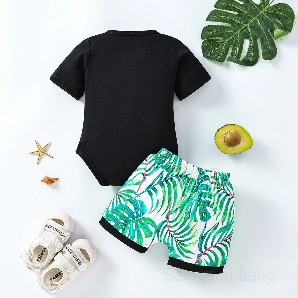 Summer casual baby boy clothing baby set printed green romper camouflage shorts  Wholesale Baby Boy Clothes
