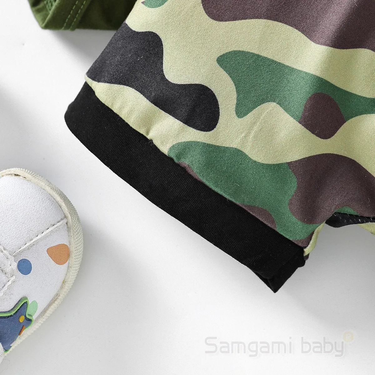 Summer casual baby boy clothing baby set printed green romper camouflage shorts  Wholesale Baby Boy Clothes
