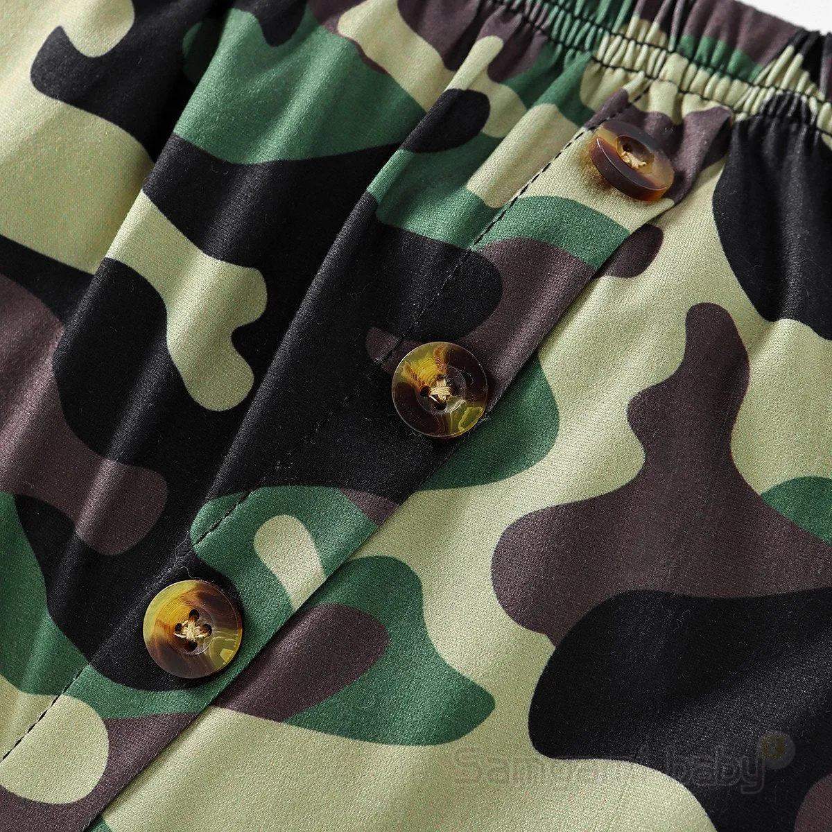 Summer casual baby boy clothing baby set printed green romper camouflage shorts  Wholesale Baby Boy Clothes