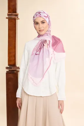 Thalia Mauve Pink Abstract Square Voile Scarf