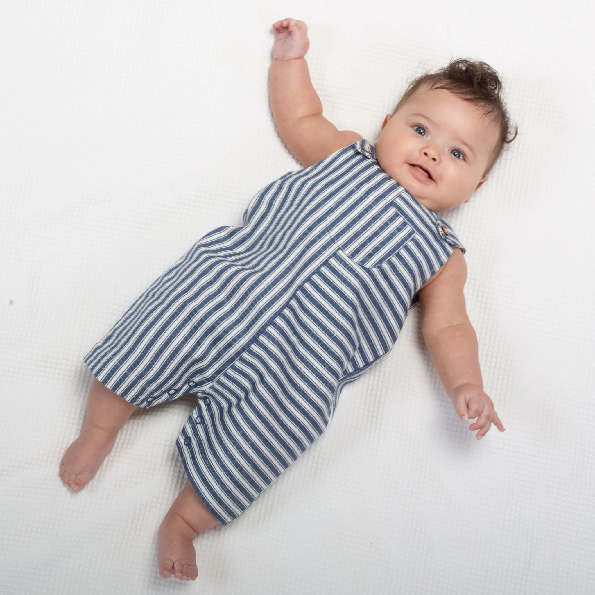 Ticking romper dungarees