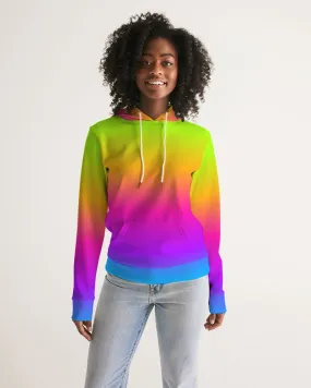 Tie Dye Women Pullover Hoodie, Gradient Ombre Colorful Purple Aesthetic Fitted Graphic Hooded Long Sleeve Sweatshirt with Pockets