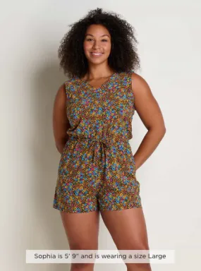 Toad & Co Sunkissed Liv Romper | Black Floral   Barley Texture