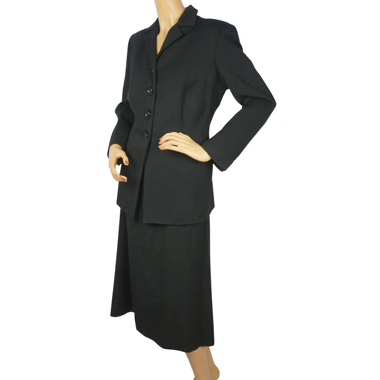 Vintage 1940s Ladies Skirt Suit Black Wool Eaton’s Canada Size Large 31” Waist