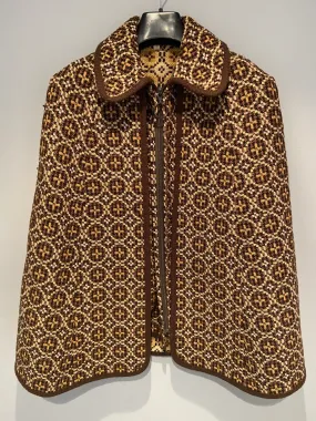 Vintage 1960s Welsh Wool Tapestry Cape and Gilet Set - Size S