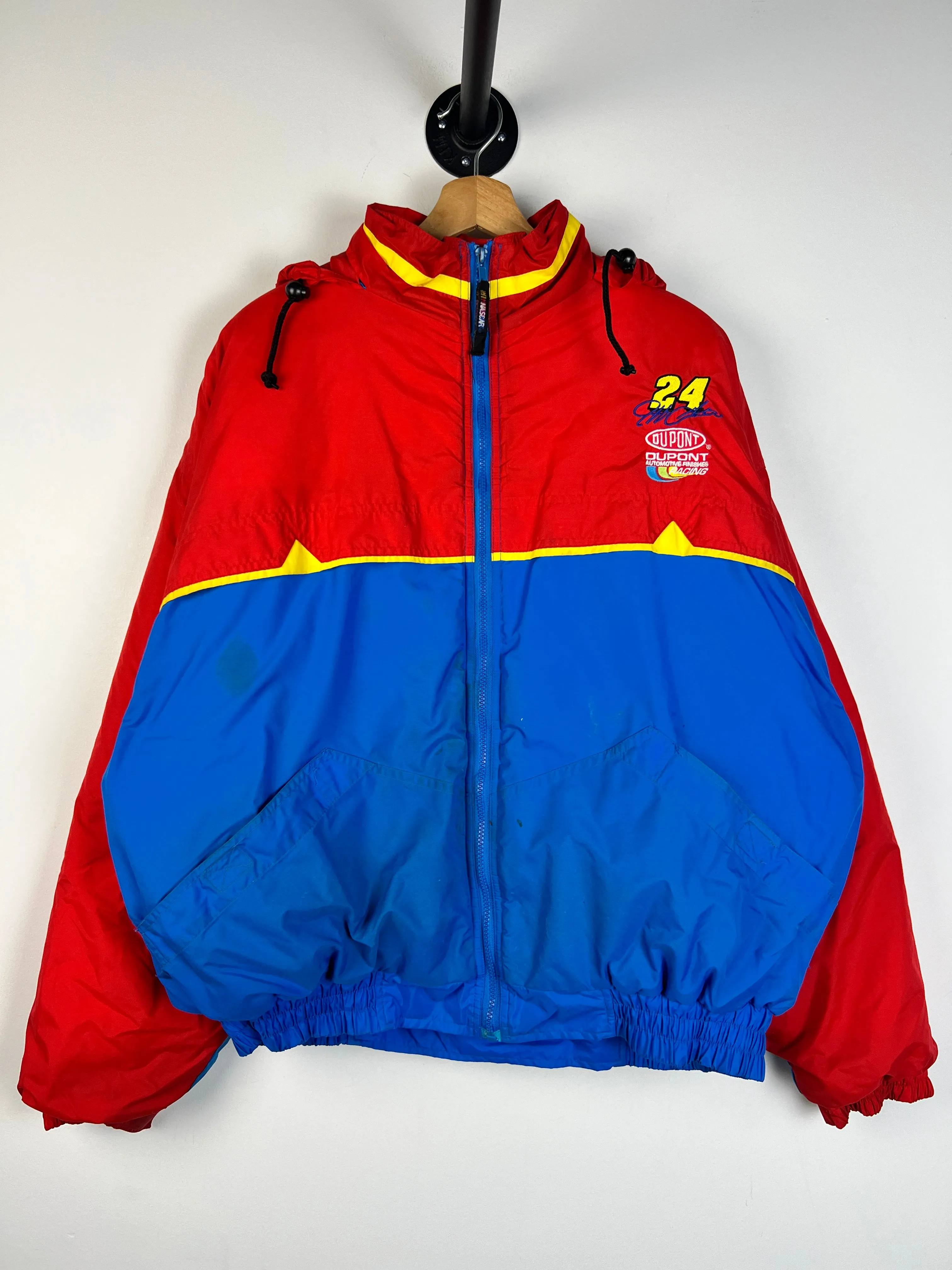 Vintage 90's Nascar Jeff Gordon Dupont Racing Red Insulated Jacket
