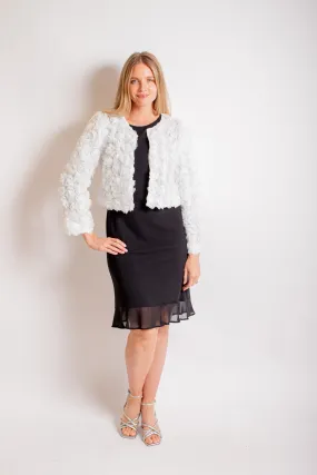 White Applique Cropped Jacket