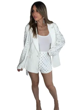 White Embellished Statement Blazer