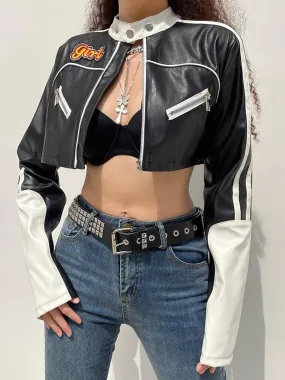 Women's Cropped Moto Biker Street Style Jacket