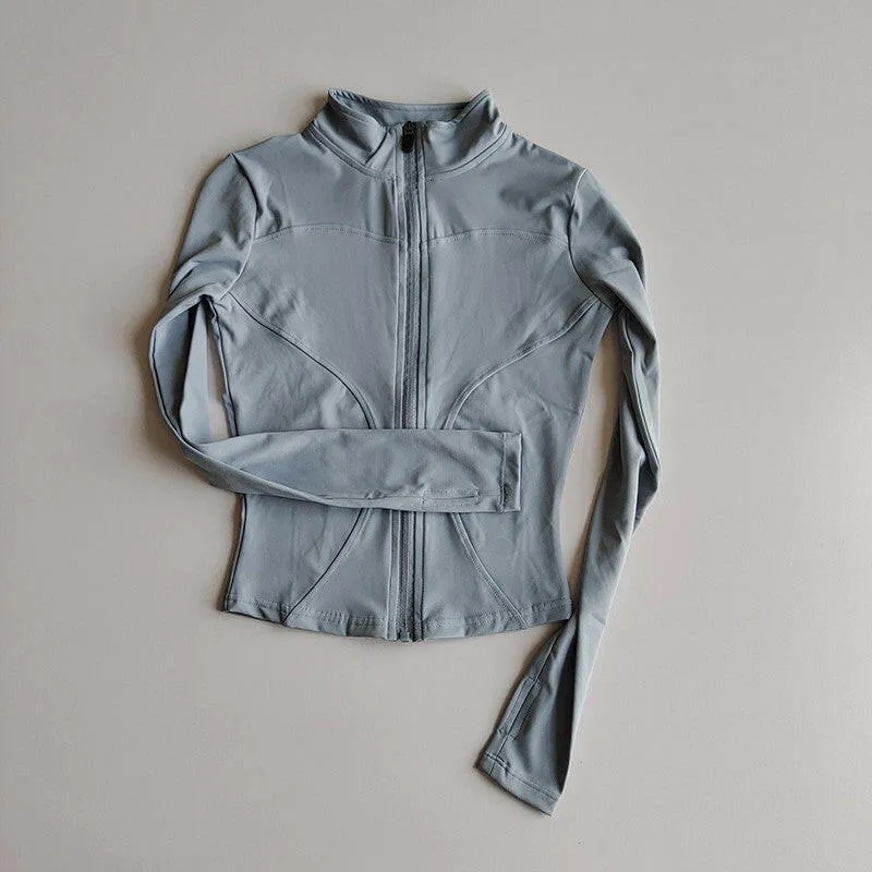 Women's Sports Jacket – Nylon Quick-Drying Yoga Suit with Stand Collar