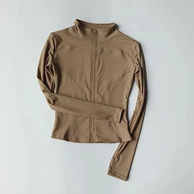 Women's Sports Jacket – Nylon Quick-Drying Yoga Suit with Stand Collar