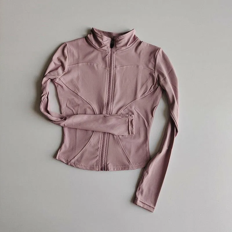 Women's Sports Jacket – Nylon Quick-Drying Yoga Suit with Stand Collar