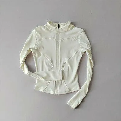 Women's Sports Jacket – Nylon Quick-Drying Yoga Suit with Stand Collar