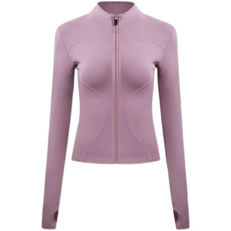 Women's Sports Jacket – Nylon Quick-Drying Yoga Suit with Stand Collar