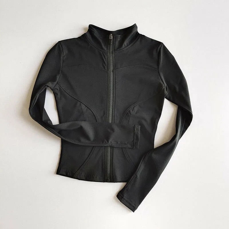 Women's Sports Jacket – Nylon Quick-Drying Yoga Suit with Stand Collar