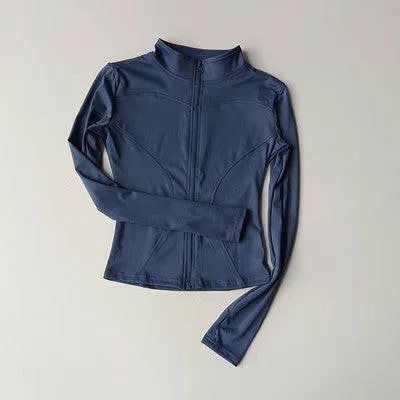 Women's Sports Jacket – Nylon Quick-Drying Yoga Suit with Stand Collar