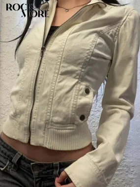 Women's Stand Collar Slim Pocket Zip Up Jackets