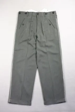 WW2 Stone Grey Gabardine Straight Leg Piped Dress Pants Trousers