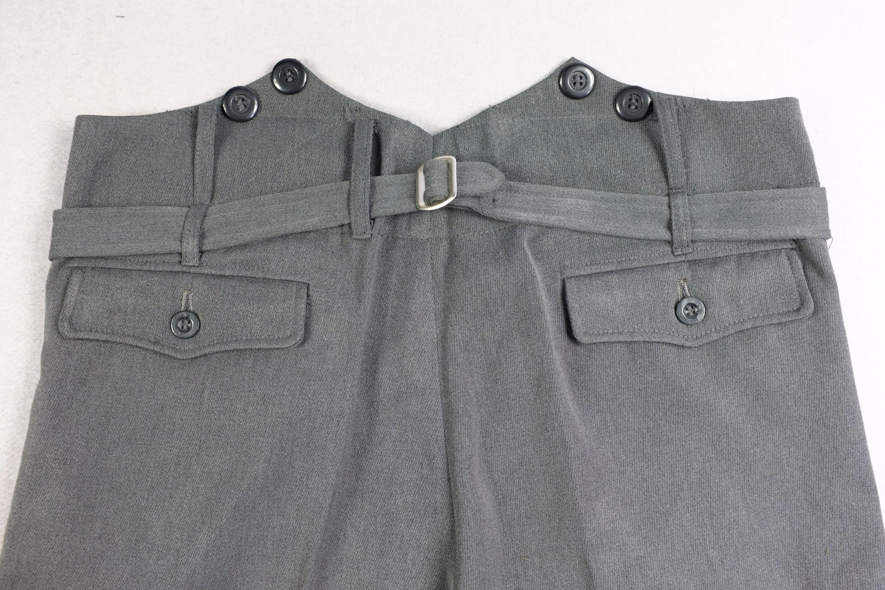 WW2 Stone Grey Gabardine Straight Leg Piped Dress Pants Trousers