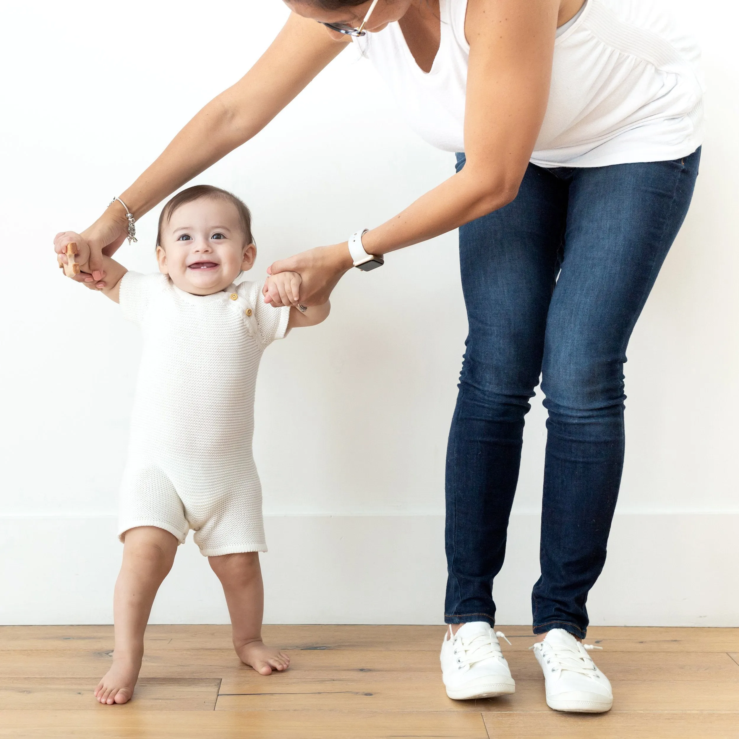 zestt Knit Baby Romper (Short) Soft White