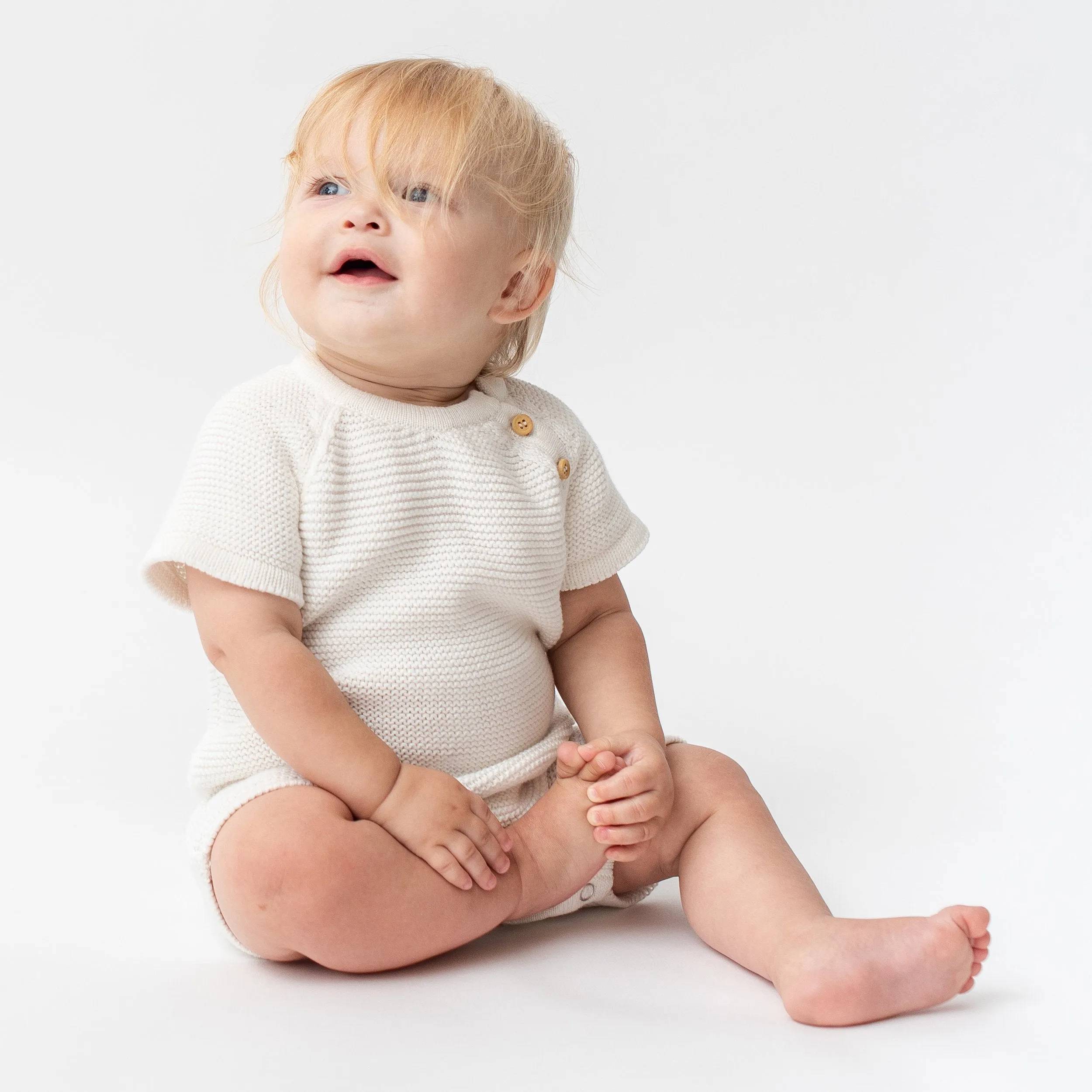 zestt Knit Baby Romper (Short) Soft White
